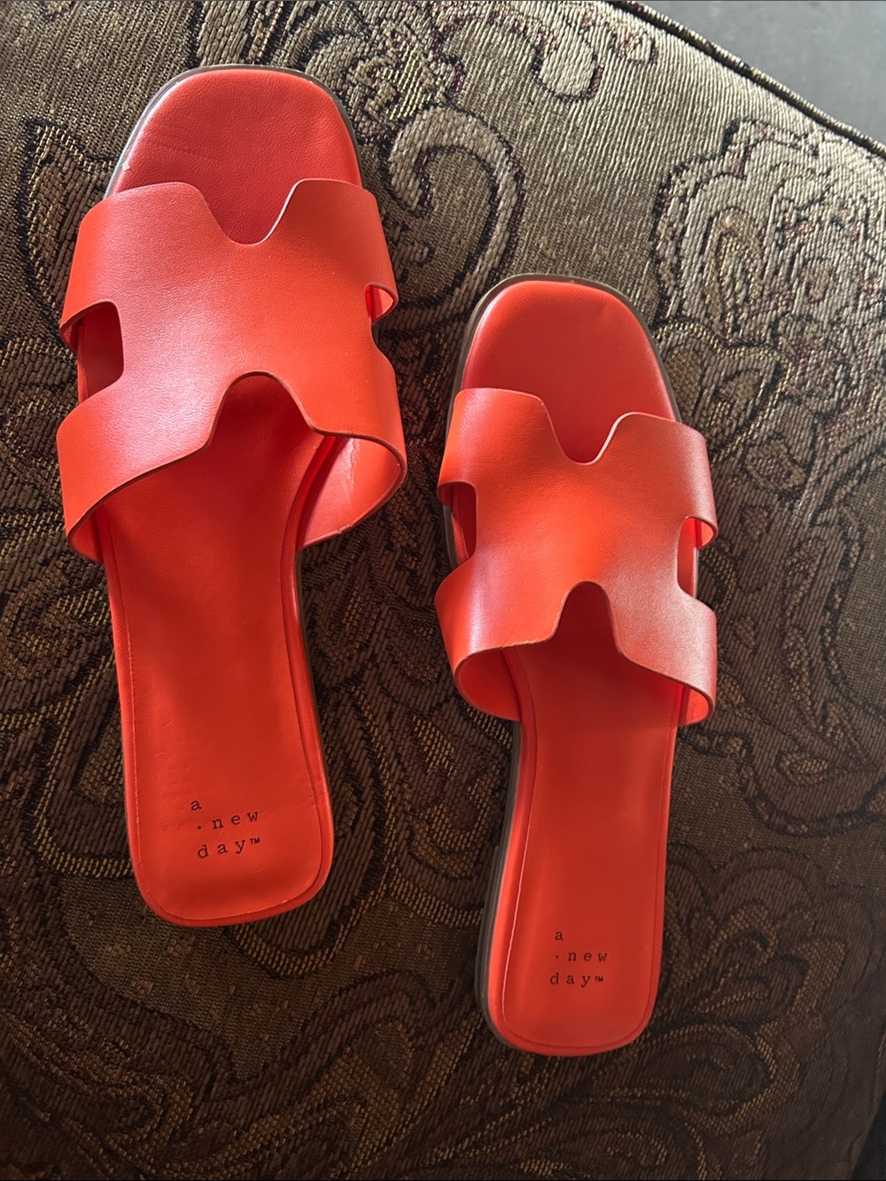 a new day Bright Red Cutout Slide Sandals